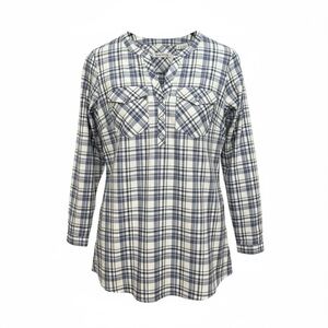 Orvis Periwinkle Blue, Maroon, Cream Plaid Workwear Popover Women's Size 4 Shirt